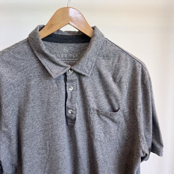 Free Fly Polo Shirt Mens 2XL Gray Bamboo‎ Flex Performance - Picture 2 of 7